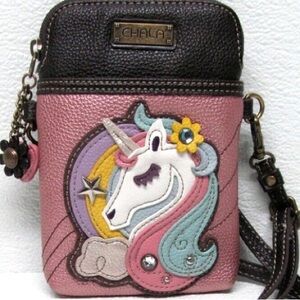 CHALA CELL PHONE CROSSBODY UNICORN- GLITTER PINK